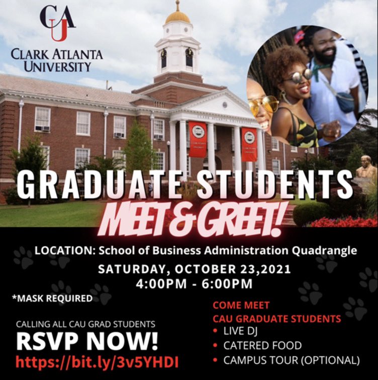 CAUGradPrograms's tweet photo. Make sure you come out and mingle with your fellow graduate students. As well as tour the GRC if you haven’t been by. 👋🏼 https://t.co/AMJmpELvvq