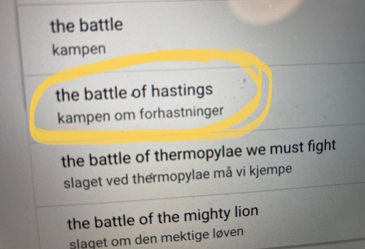 #GoogleTranslate never fails (to entertain). “Battle about Haste(s)” #battleofhastings #2021andallthat