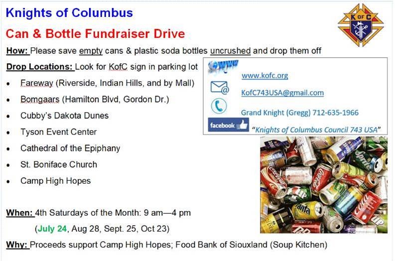 Cans for camp! Tomorrow is the last day of the year to drop off your cans and pop bottles to support Camp High Hopes. Check out the drop off locations, including camp!