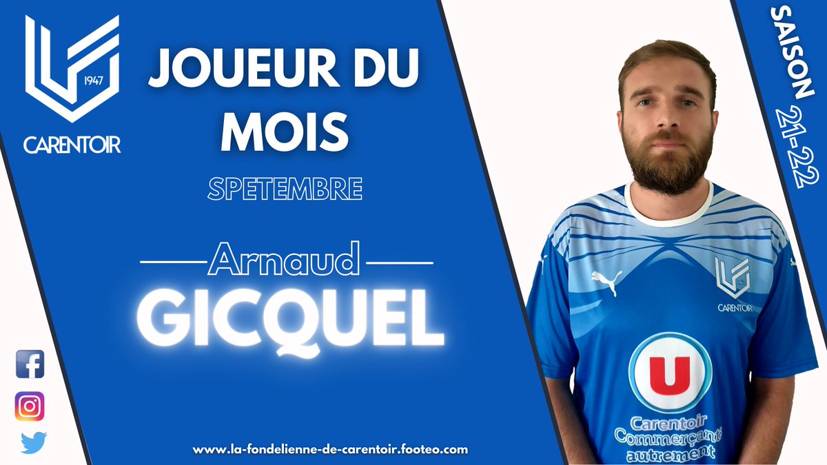 ⚠️ 𝙈𝙚𝙞𝙡𝙡𝙚𝙪𝙧 𝙟𝙤𝙪𝙚𝙪𝙧 𝙙𝙪 𝙢𝙤𝙞𝙨

Le meilleur joueur du mois de Septembre a été élu.
Il s'agit de... 𝘈𝘳𝘯𝘢𝘶𝘥 𝘎𝘪𝘤𝘲𝘶𝘦𝘭 !

Bravo à lui🏆

➡️ la-fondelienne-de-carentoir.footeo.com/actualite/2021…