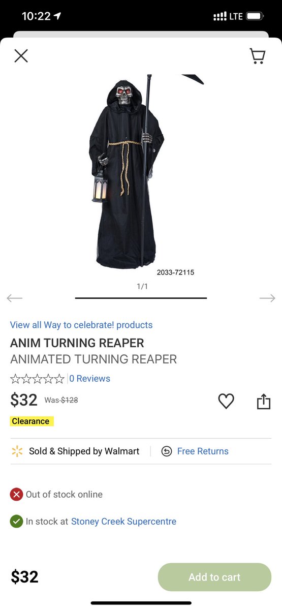 DeannePardy's tweet photo. @WalmartCanada you need to do better! Your online to in-store shopping experience is the most cumbersome experience I’ve encountered. Your app claims an item is in stock at a local store and shows a clearance price of $32. Only to find out it’s $128 in store ? https://t.co/2x45eGvX0K