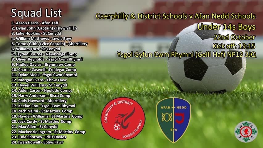 CaerphillySFA's tweet photo. Our Boys Under 14s are playing Afan Nedd tonight ⚽️

Details below ⬇️ https://t.co/nV4QD2B2rl