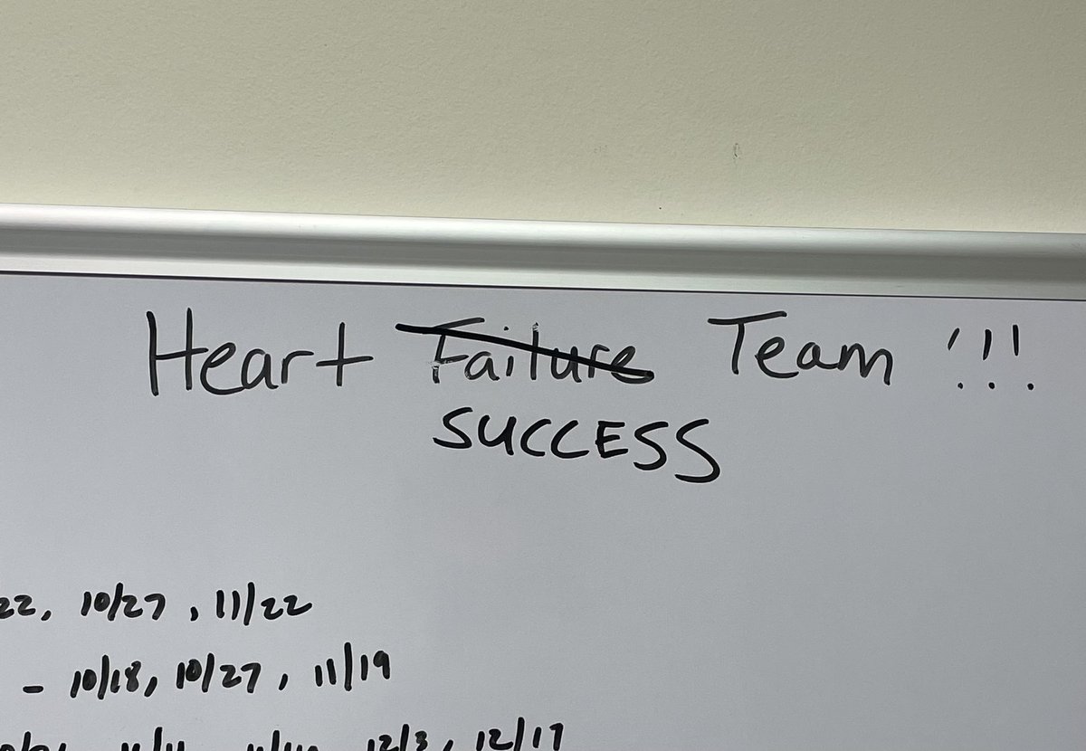 I scratched out failure. It’s #FunctionNotFailure #HeartSuccess clinic today! @DrMarthaGulati @dranulala @robmentz @JonathanDavisHF @AHajduczok @gmac78 @SJGreene_md