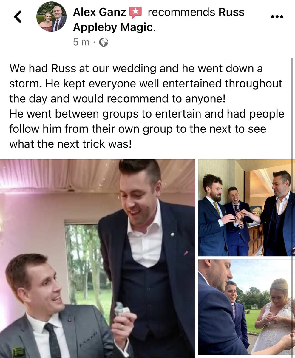 RussAppleby's tweet photo. #ShamelessSelfPromotion
#wedding2022 #wedding2023
#WeddingHour #weddingmagicians #closeupmagic #corporateevents #closeupmagician #closeupmagicshow #LuxuryWeddings #LuxuryWedding #sleightofhand #eventplanner #eventplanning #ChristmasMagician #ChristmasEntertainment #Christmas https://t.co/jxqwGgCBr4