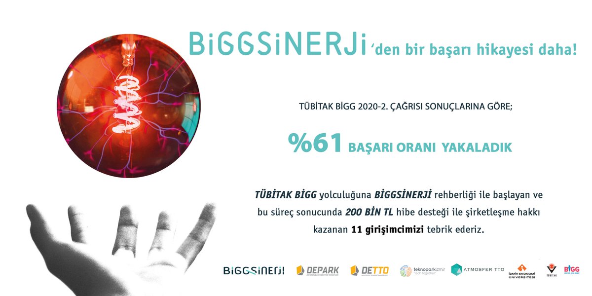 BİGGSİNERJİ' den yeni bir başarı daha! BİGG sürecinde birlikte yola çıktığımız tüm girişimcilerimize teşekkür eder, 200Bin TL hibe desteği almaya hak kazanan 11 girişimcimizi tebrik ederiz. <a href="/deparktgb/">DEPARK A.Ş.</a> <a href="/dokuzeylultto/">Dokuz Eylül TTO</a>  <a href="/Teknoparkizmir_/">Teknopark İzmir</a> <a href="/izmirekonomiuni/">İzmir Ekonomi Üniversitesi</a>  <a href="/universitemDEU/">Dokuz Eylül Üniversitesi</a> <a href="/Tubitak/">TÜBİTAK</a>