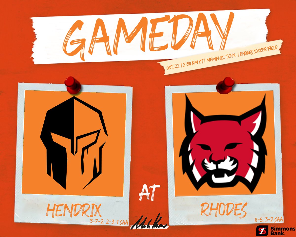 Final #SAA game this season.

⚽️: <a href="/HendrixMSoccer/">Hendrix Men's Soccer</a> at <a href="/RhodesLynxMSOC/">Rhodes Men's Soccer</a> 
🕝: 2:30 p.m. CT
📍: Memphis, Tenn.
🏟️: Rhodes Soccer Field
📰: hendrixwarriors.com/news/2021/10/2…
💻/📱: rhodeslynx.com/sports/2021/1/…
📊: rhodeslynx.com/sidearmstats/m…