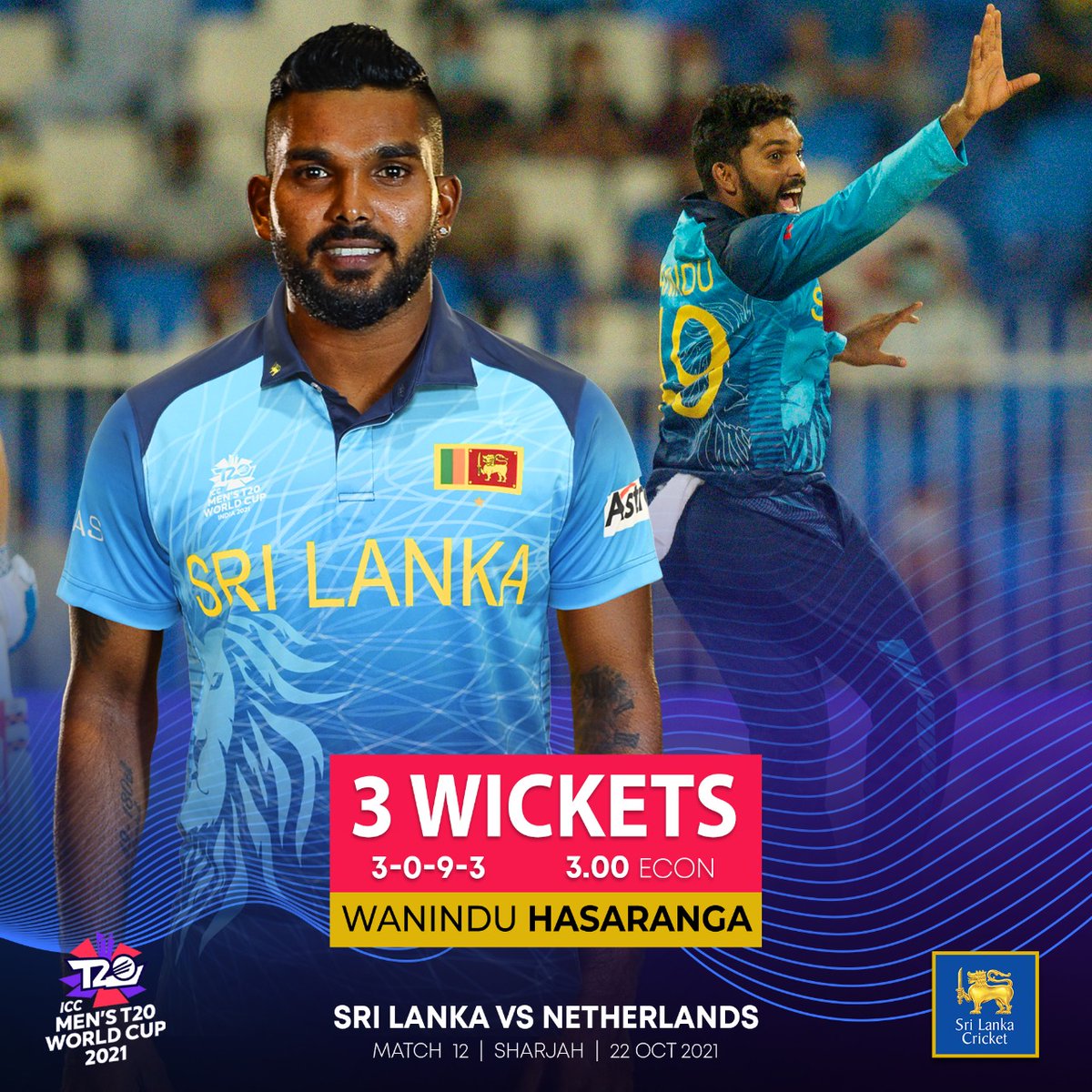 What a spell from Wanindu Hasaranga! 👏

#RoaringForGlory #ApeKollo