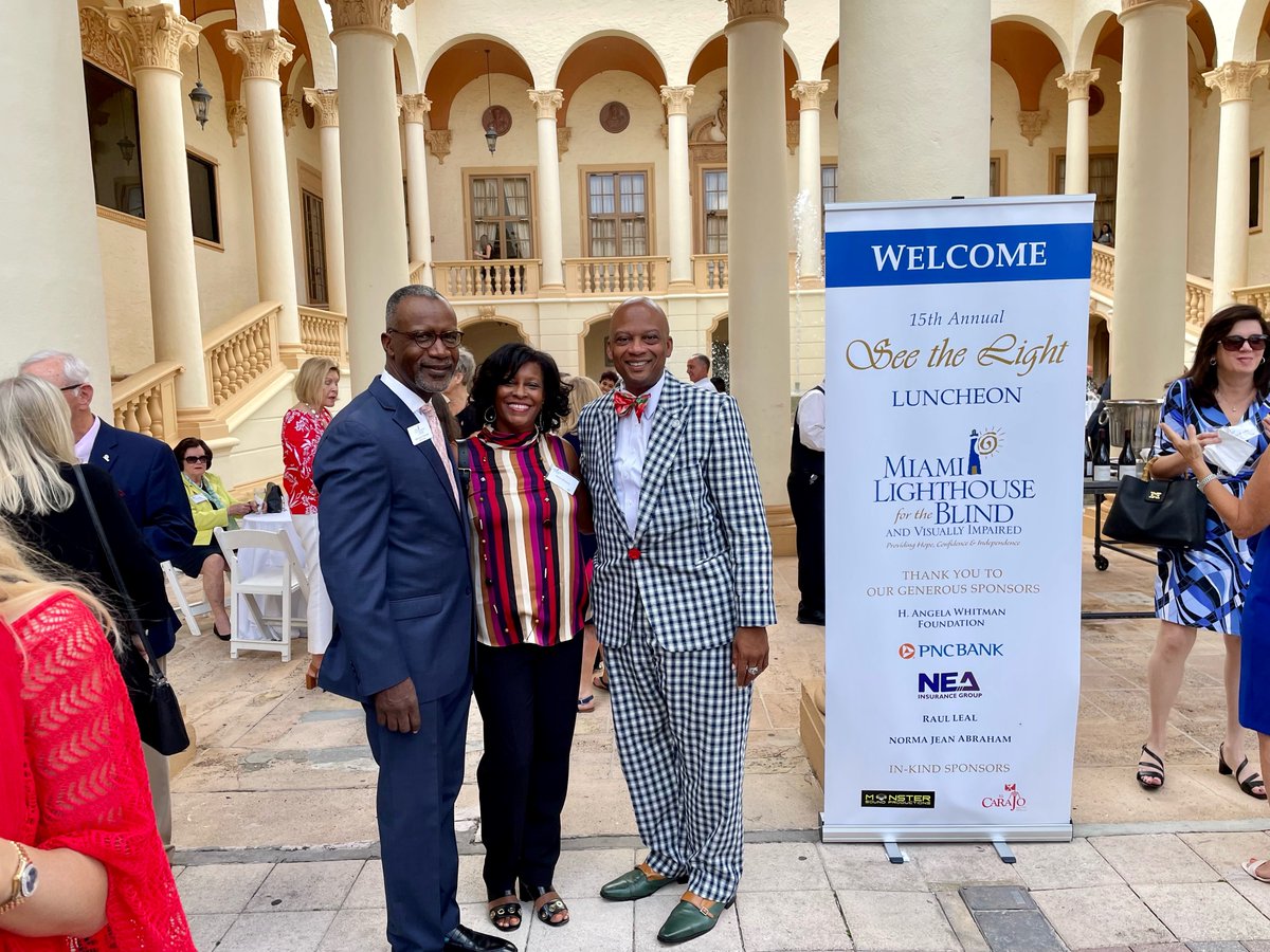 <a href="/beaconcouncil/">Miami-Dade Beacon Council</a>'s <a href="/MichaelAFinney/">Michael Finney</a> attended <a href="/Miamilighthouse/">Miami Lighthouse</a>'s annual signature event, the "SEE THE LIGHT" Luncheon at The Historic <a href="/BiltmoreHotel/">Biltmore Hotel</a>. (Photo: Michael Finney, his wife Gina and Commissioner Oliver G. Gilbert, lll Miami-Dade County, District 1) #BeaconInAction