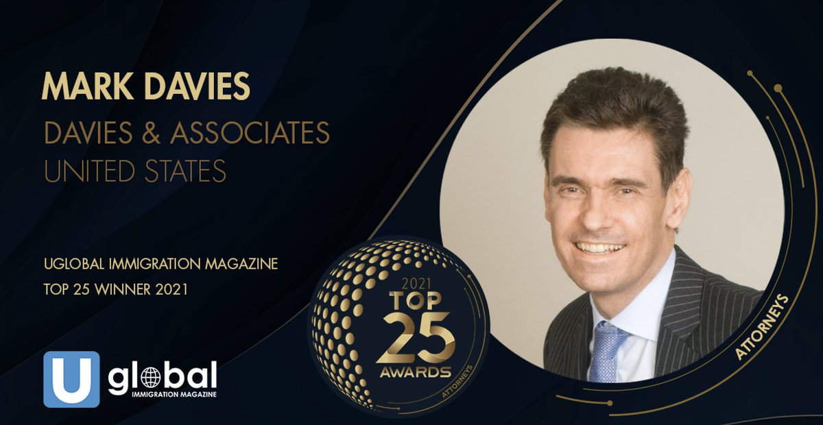 USImmiAdvisor's tweet photo. Honored to announce that our Global Chairman Mark Davies was once again recognized as one of the Top 25 Immigration Attorneys in the world by Uglobal Magazine #immigration https://t.co/mkr9gID0MU