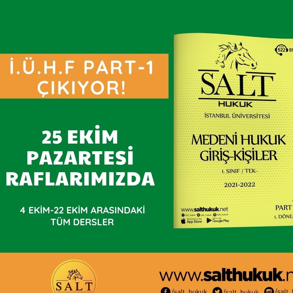 İ.Ü.H.F 2021/2022 Dönemi Part-1 notlarımız, 25 Ekim Pazartesi günü raflarımızda👍✅