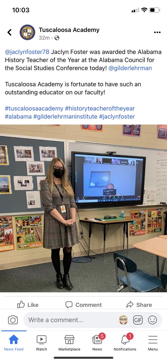Jaclyntravels's tweet photo. I was honored to be recognized as the Alabama History Teacher of The Year at the Alabama Council for Social Studies virtual conference today. Thank you @Gilder_Lehrman #HTOY @AlabamaAchieves #ALCSS https://t.co/P5N0147uLZ