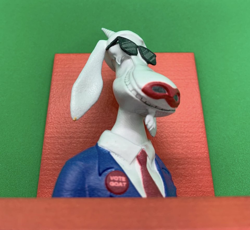 3d_printerman's tweet photo. #goatz #goated #LFGoatz @MaisonDeGOAT prototype complete - I am now doing a full size 15” one with acrylic base and background. This one has a 3D printed base and background #onwards! Check discord in my bio 🍻🍻🍻🏌️🐐🐐🐐🐐🐐🐐 https://t.co/47IcP4B1tS