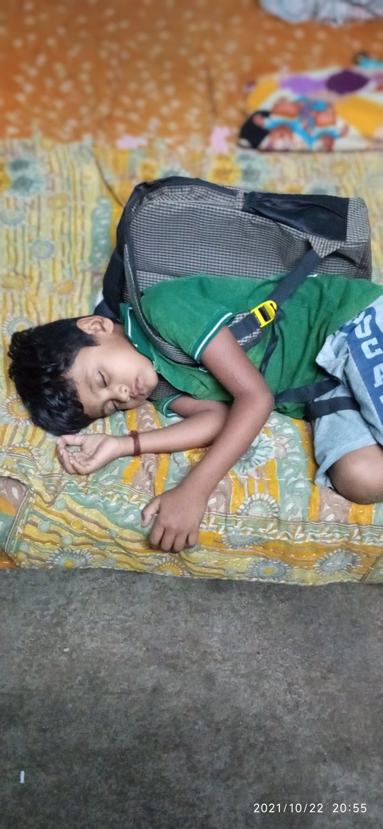 Ishaan got ready in the night to go to school...