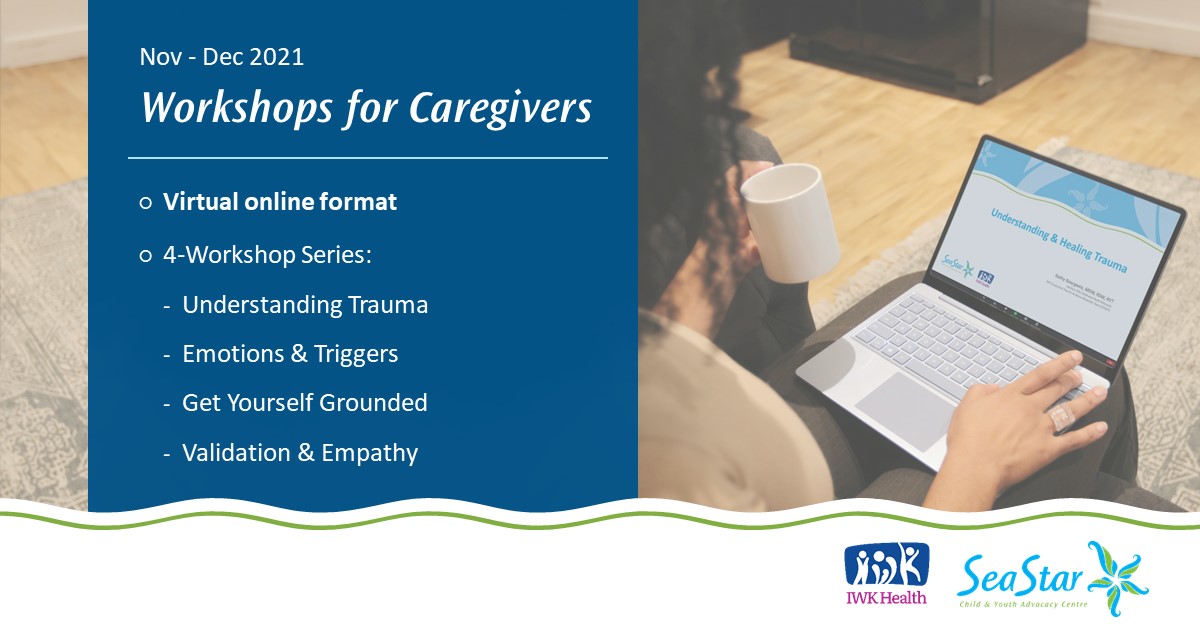 Register now! Our next workshop series starts Nov 17. These FREE workshops offer info for caregivers on supporting a child who may have experienced trauma. Delivered virtually as a 4-week series. 
More details, dates, and link to register at: seastarcyac.ca/services/works…