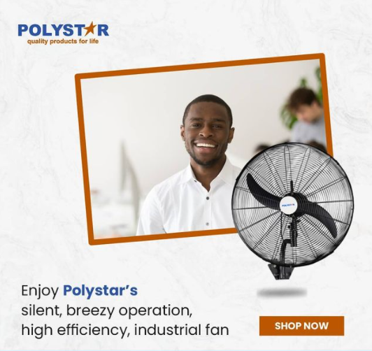 Chiscoplaza's tweet photo. The Polystar 20" industrial wall fan operates noise free, Eco-friendly, high efficiency, silent breezy operation and much more so you stay giggy always.

Available on sales now, shop now at our showroom.
.
.
.
.
.
.
#polystarfan #polystar #chiscoelectronics #polystarappliance https://t.co/88wWmYzwlH