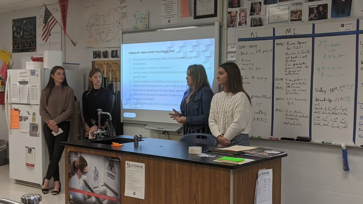 nhs_dotson's tweet photo. Thanks Mr. White for inviting me to your #PLTW Hospital/ER management presentations. Very cool! #weareoneNW https://t.co/BtI53LhgoQ