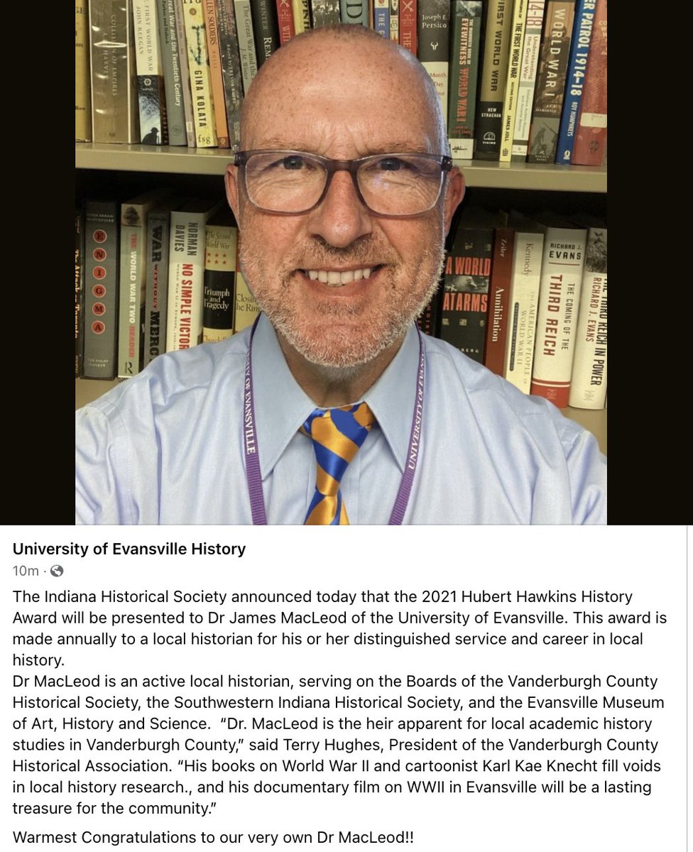 Congratulations to Dr MacLeod! Winner of the 2021 Hubert Hawkins History Award.
