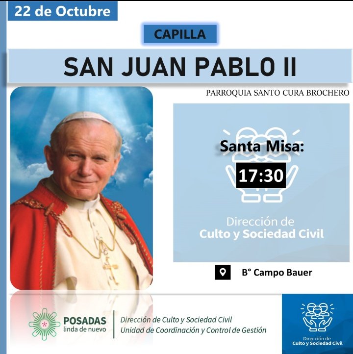 22 de octubre: 
#Capilla #SanJuanPabloll 🙏🏻
@muniposadas 
@DireccionCulto 
#PosadasLindadeNuevo