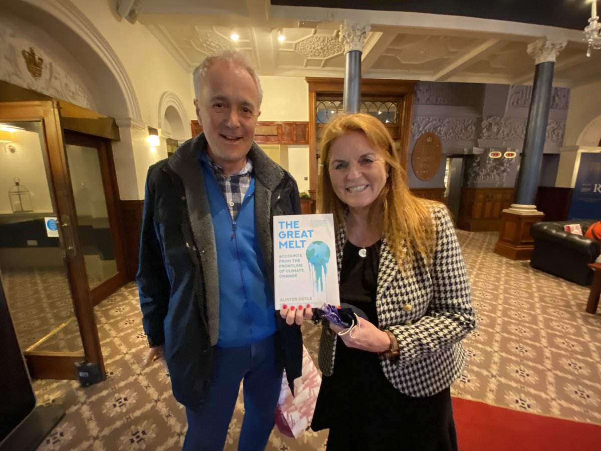 alisterdoyle's tweet photo. Thanks  @SarahTheDuchess for a brief chat at @HarrogateFest about my new book “The Great Melt” - she just presented her new novel “Her Heart for a Compass”@flint_books @JodeVries1 https://t.co/JW5JBA4sSQ