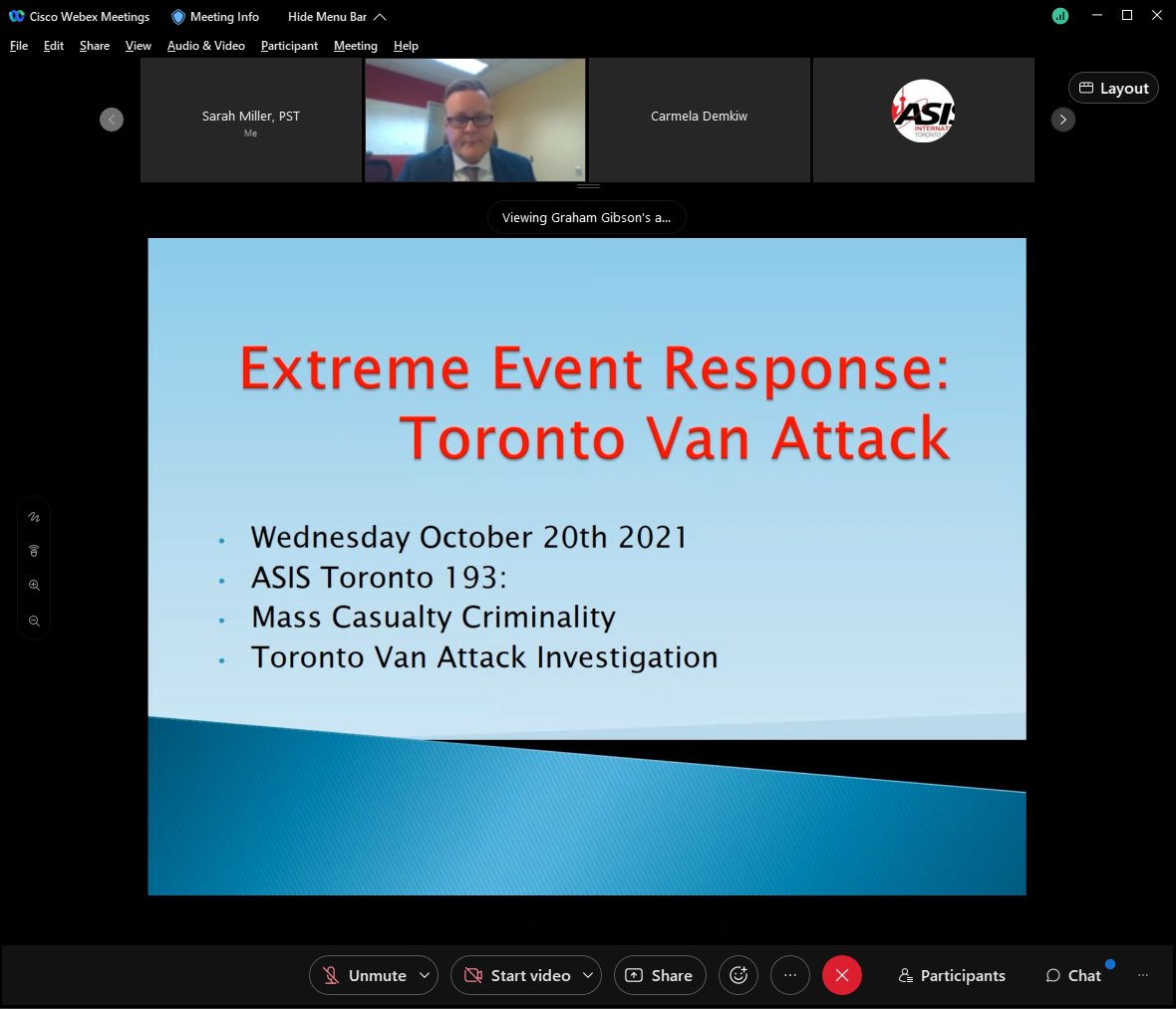 ASISToronto's tweet photo. Thank you to everyone who joined @ASISToronto this week for 'Mass Casualty - The Toronto Van Attack Investigation' with Inspector Graham Gibson, Lead Investigator, @TorontoPolice/@rcmpgrcpolice.

What was your top takeaway?

#myasis #asiscanada #asisinternational #security https://t.co/Ypvzjcw3Ol