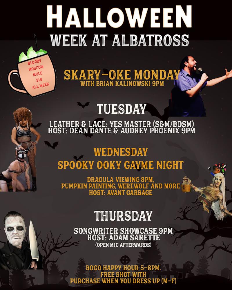 AlbatrossNYC's tweet photo. Halloween Week is going to be amazing!! 💀👻🎃 https://t.co/tsPq1YErCx