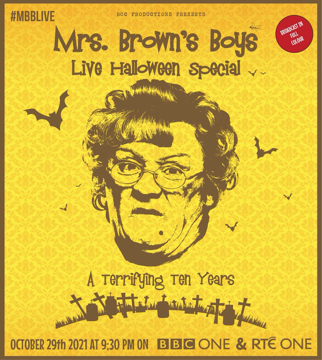 MrsBrownsBoys's tweet photo. Just a week to go now to our live Halloween special to celebrate our ten years on @BBCOne & @RTEOne #mbblive https://t.co/tR6BYAtPqc