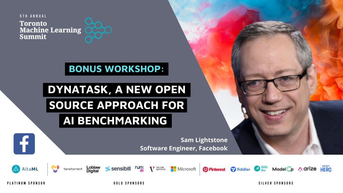 Toronto Machine Learning Society (TMLS) (@tmls_to) on Twitter photo <a href="/samlightstone/">Sam Lightstone</a> Software Engineer at @facebookai will introduce and demo a new open-source paradigm for AI benchmarking called #DynaTask that uses dynamic adversarial data collection to evaluate #AI models & assess how easily an AI can be fooled by humans
Know more at #TMLS2021! <a href="/samlightstone/">Sam Lightstone</a> Software Engineer at @facebookai will introduce and demo a new open-source paradigm for AI benchmarking called #DynaTask that uses dynamic adversarial data collection to evaluate #AI models & assess how easily an AI can be fooled by humans
Know more at #TMLS2021!