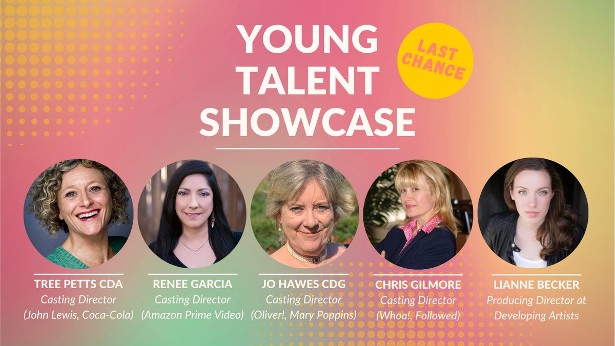 Get seen by world-renowned casting directors and industry experts in our Young Talent Showcase 🎭 @TreePettsCasts, @reneegarciacast, @JoHawes1, @datcoNYC This is your LAST CHANCE to submit! 👉 bit.ly/3m7PIy3