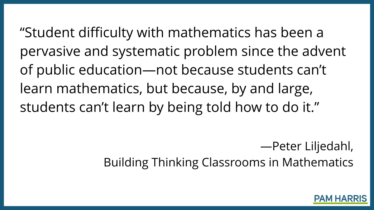 Do you catch yourself just telling students how to do something? What changes have you made in your practice to allow students to construct their own learning? Would love to hear them! #MTBoS #ITeachMath #MathIsFigureOutAble #Elemmathchat #MSmathchat #HSmathchat