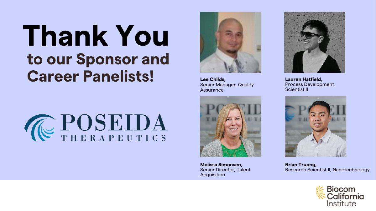 BiocomInstitute's tweet photo. Thank you so much to @PoseidaThera for taking the time to meet with Castle Park High School to discuss their careers and career paths! It was an invaluable insight into the industry- thank you for supporting the community Poseida!
#stemeducation #lifescience #careers https://t.co/xJ189HsuMm