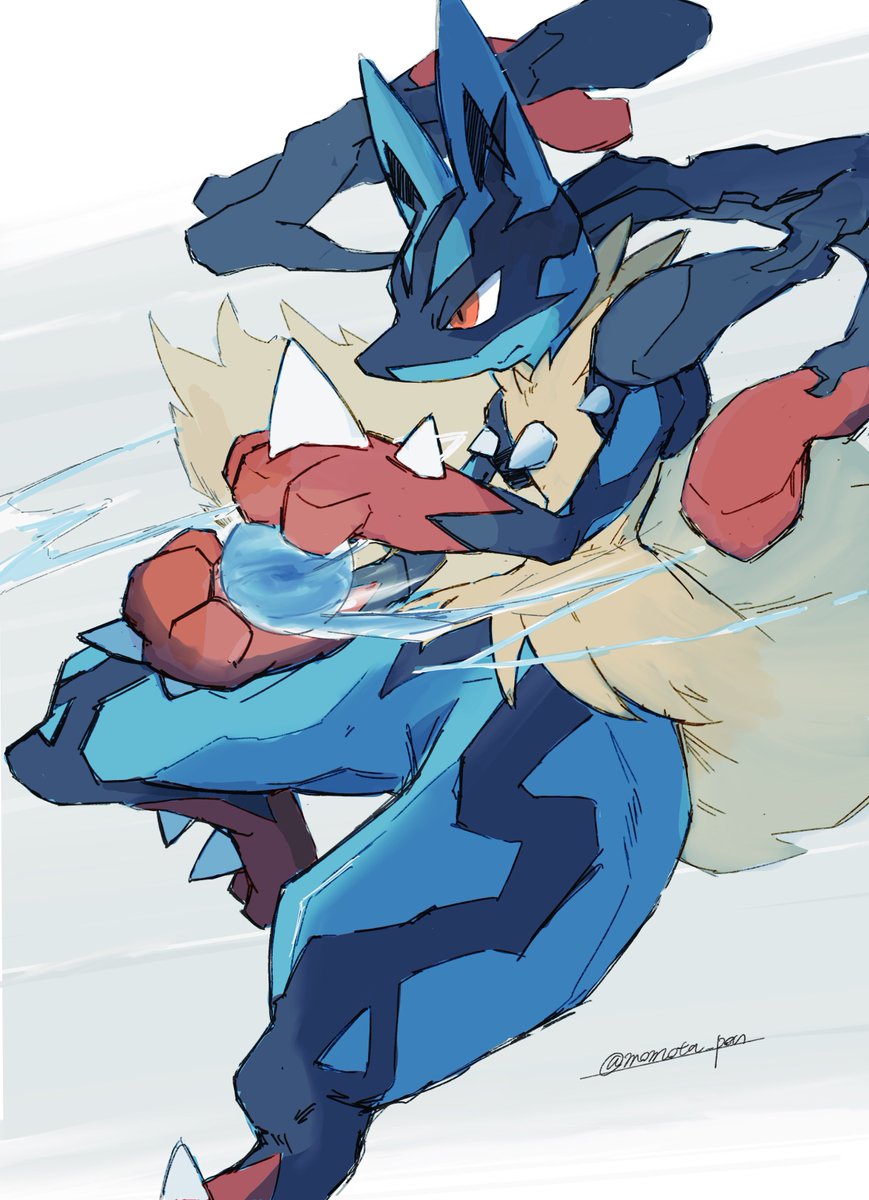 lucario pokemon (creature) spikes solo furry closed mouth twitter username red eyes  illustration images