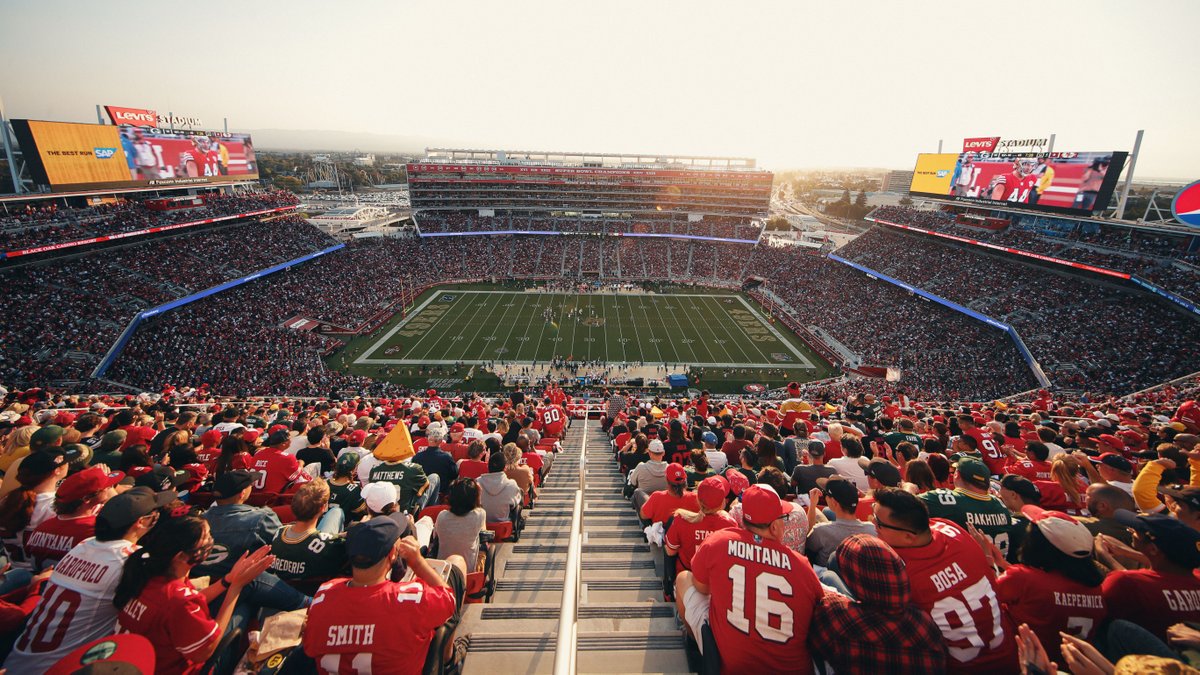 49ers's tweet photo. Sunday Night Football returns to @LevisStadium! 

Follow @49ers and RT this tweet for the chance to win 2 tickets to #INDvsSF. 

No purchase necessary. Official rules: https://t.co/VbYw79JjyO https://t.co/GMKEsA3Rrm