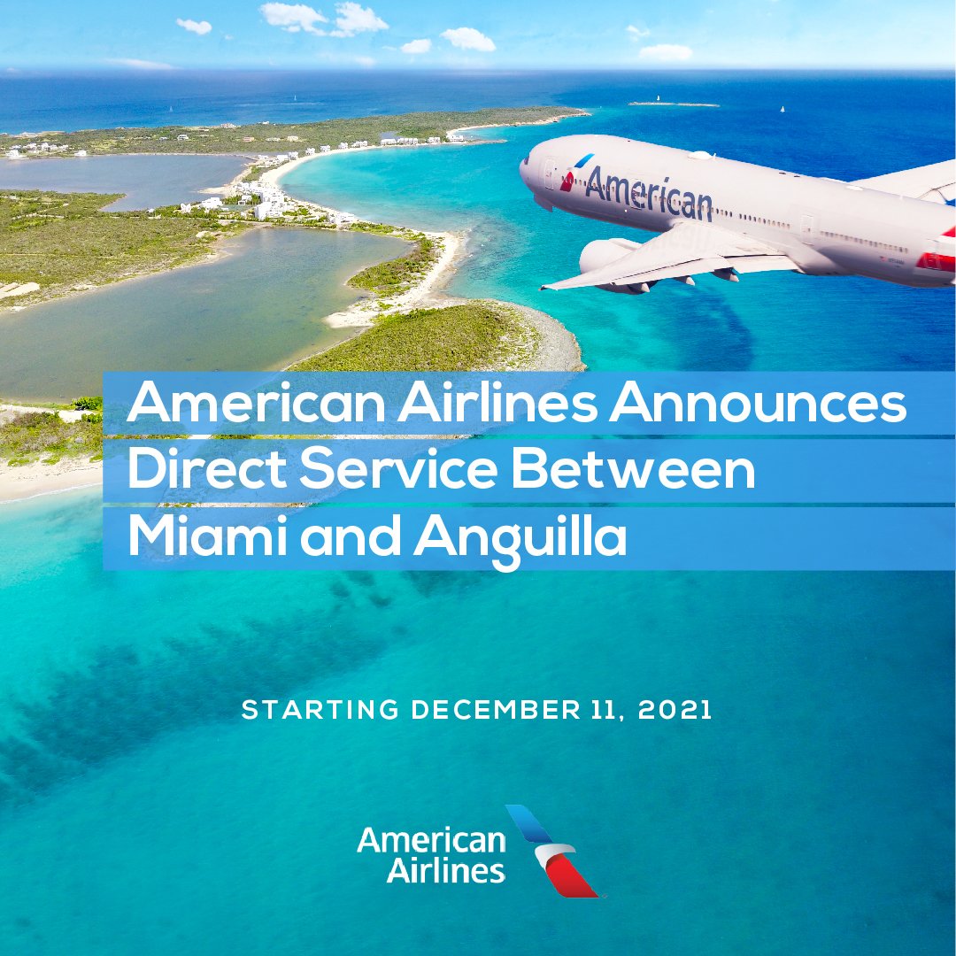 Anguilla_Trsm's tweet image. Direct flight alert! ✈️Starting December 11, 2021, @AmericanAir will fly direct from Miami International Airport (MIA) to Anguilla’s Clayton J. Lloyd International Airport (AXA). Flights will operate twice a week, on Wednesdays and Saturdays. bit.ly/3lCz2jf