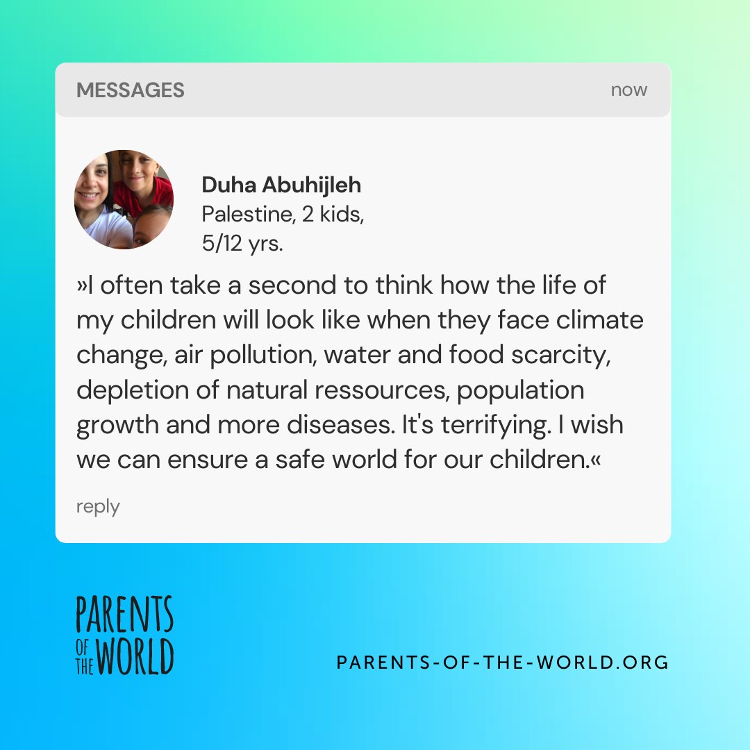 parentsofworld's tweet photo. How do you think our children's world will look like? Read more testimonials and our open letter to representatives at https://t.co/tLPK3VspeA. 

#parentsoftheworld
#climatechange https://t.co/fEXACB44cS
