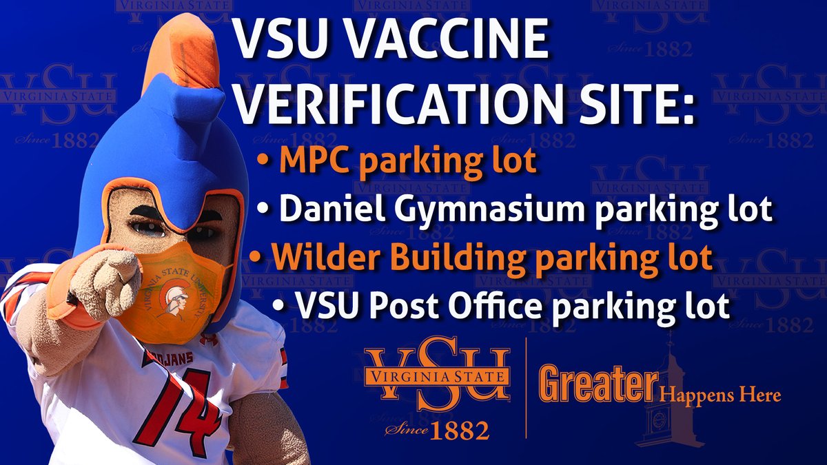 VSU_1882's tweet photo. Starting now! For alumni and members of the public, take your vaccine card and government issued picture ID to get your vaccine verification wristband for the weekend! https://t.co/QosEiyeUzw