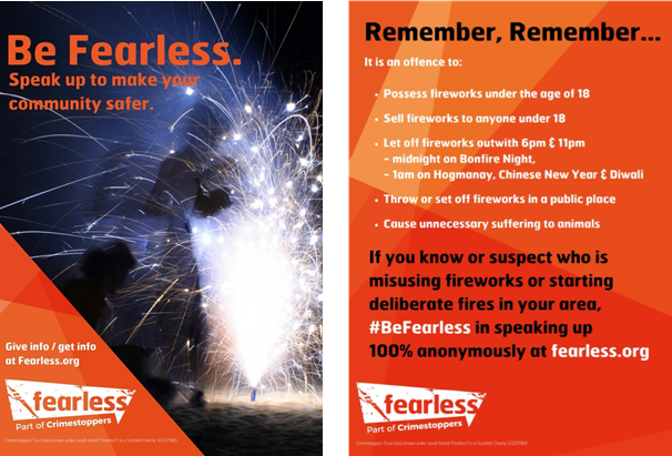 We're supporting the Fearless Scotland campaign to
empower young people to #BeFearless in speaking up about
fireworks misuse and deliberate fire raising 100%
anonymously at Fearless.org
More info - bit.ly/ScotlandFirewo…
<a href="/Fearless_Scot/">Fearless Scotland</a>