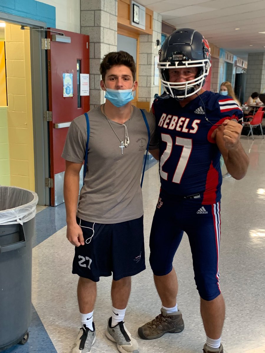 When you forget to wash your uniform and dad is nice enough to bring it in for you during lunch! 😂

Rebels home v. Lyman Hall tonight at 7! 
<a href="/NFSports/">NF Athletics</a> <a href="/NF_Rebels/">Rebels Football</a>