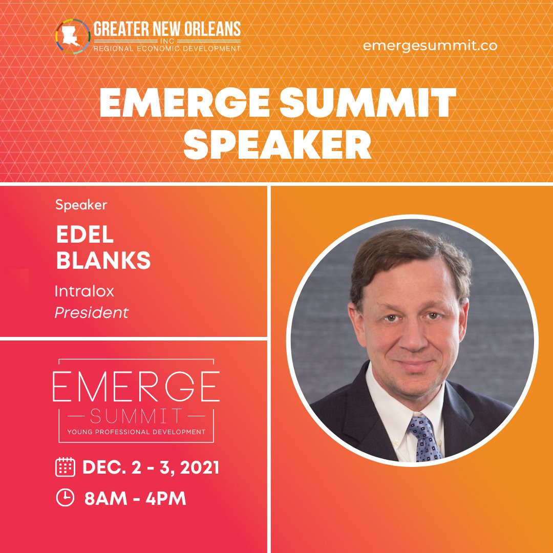 emergesummit's tweet photo. Edel Blanks, President of Intralox, will be speaking on Manufacturing at the 2021 Emerge Summit. Edel is passionate about the unique culture at Intralox—obsessive customer service, long-term innovation, and a deep belief in the potential of each individual. https://t.co/3E1mU3NI5b