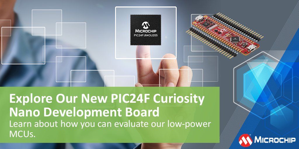 The new, cost-effective PIC24F Curiosity Nano Development Board from @microchiptech enables you to evaluate PIC24FJ64GU205 eXtreme Low-Power microcontroller with several Core Independent Peripherals (CIPs) and Full Speed USB 2.0 Host/Device/OTG. buff.ly/3vnYdJe. #IoT