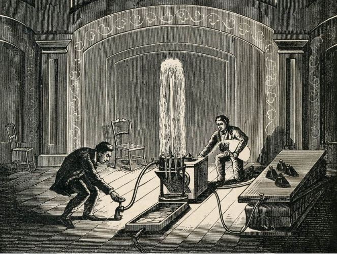 RealPreCinema's tweet image. 1877
JEAN-DANIEL COLLADON (1802-1893)
In 1877, we find in an American book ‘The Art of Projection’ by Prof. Amos Emerson Dolbear, a very interesting description of luminous fountains, with this superb engraving. It was known as the luminous fountain of #Colladon.