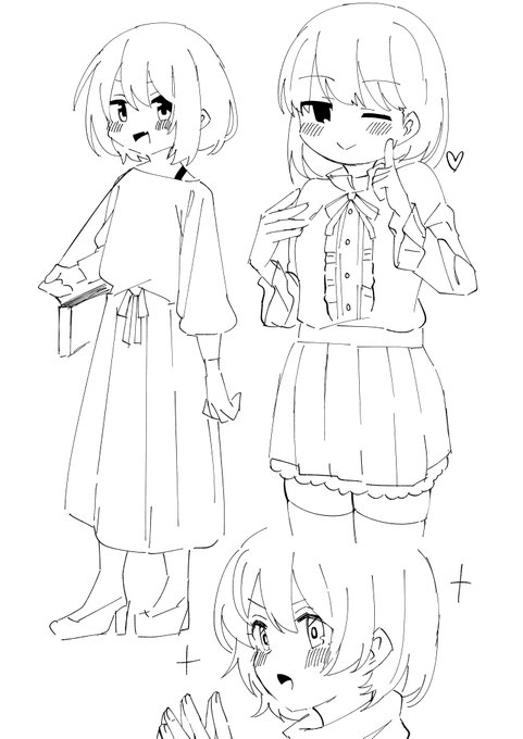 何も考えずに描いたらボブショートだらけになった 