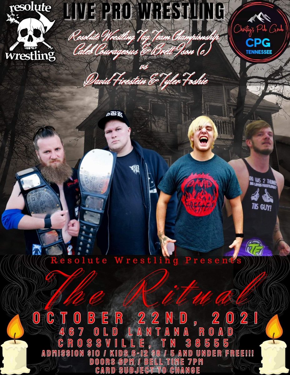 Tonight!

@KOBK4ever &amp; <a href="/TCrusader1990/">Toxic_Crusader1990</a> defend the *RESOLUTE* Wrestling Tag Team Championships against <a href="/tylerfoshie/">tyler foshie</a> &amp; @DavidFirestein7