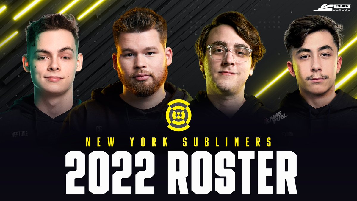 The 3-ring club reunites to round out the New York @Subliners #CDL2022 roster:

🔹 <a href="/NNeptuunE/">Travis</a> 
🔹 <a href="/Crimsix/">OpTic Crimsix</a> 
🔹 <a href="/Clayster/">Clayster</a> 
🔹 <a href="/HyDrAnml/">100T HyDra</a> 

#NYSL