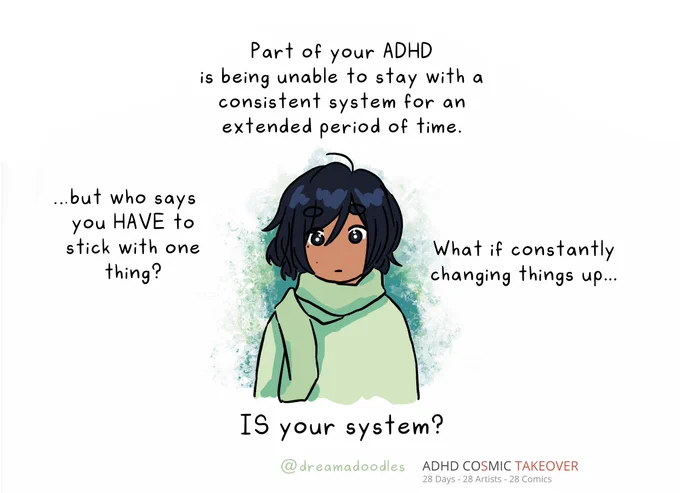 28 Comics made by amazing artists about their very own experiences with ADHD - one posted a day ✨
I hope you're enjoying the ADHD COsMIC Takeover so far!!! 