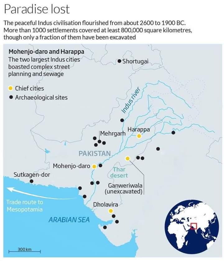 The Indus Valley Civilization was one of the oldest in history of mankind. It was twice the size of contemporary Egyptiac civilization and almost 4 times that of the Sumerian civilization in Mesopotamia. More than 1000 settlements covered 800,000 sqkm.