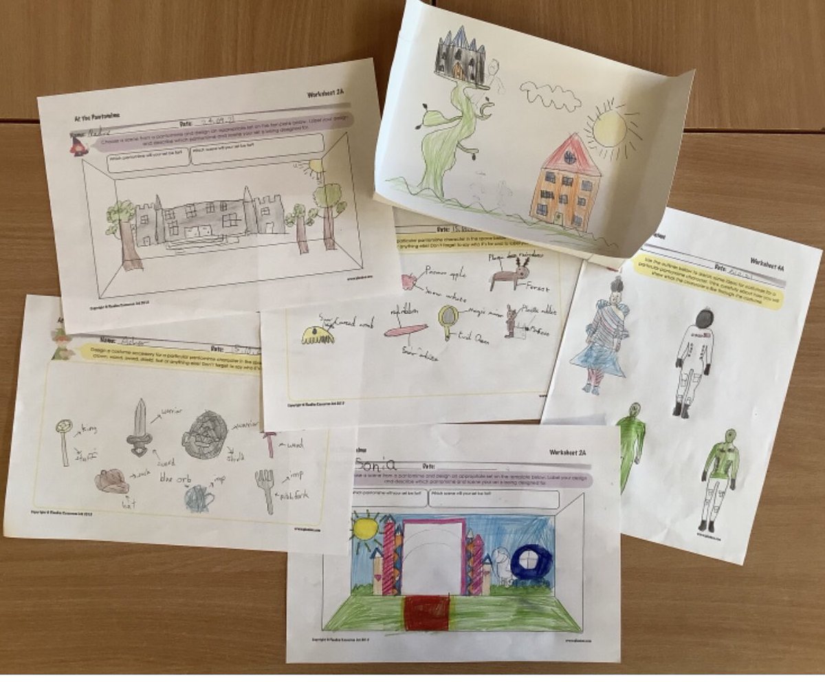Year4sps's tweet photo. Some work from our Art #pantomime unit. We loved designing the costumes, props and stage 🎭👗🏰 https://t.co/20veyfPew0