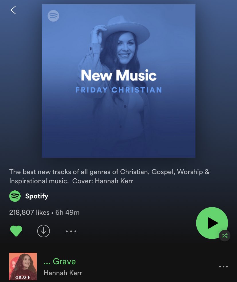 “GRAVE” IS OUTTTT! 🥳✨🤍 thank you to <a href="/Spotify/">Spotify</a> for making me the cover of New Music Friday Christian!! thank you to everyone who has already made this release day so special! ✨ hope you live in freedom today and know that you don’t have to carry your shame around anymore 🙌🏻