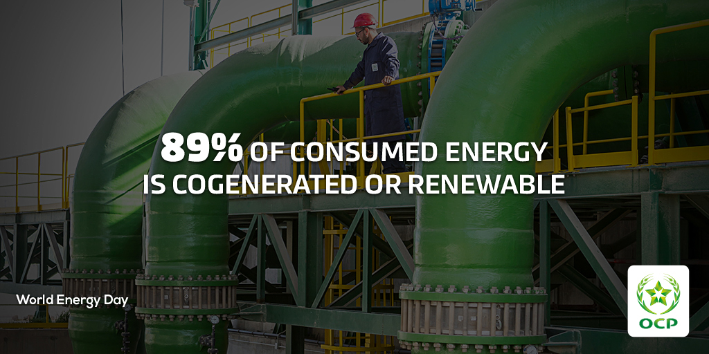 OCPGroup's tweet photo. The #EnergyProgram allowed us to develop our cogeneration capacity, energy efficiency measures and increase the use of renewable energies, taking us a step further to our #CleanEnergy transition by 2030.

#ClimateAction #SDGs #WED2021 https://t.co/NKtA93Xvae