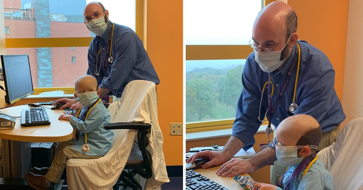 UPMC (@upmcnews) on Twitter photo Imitation is the sincerest form of flattery.
Tannen is a bone marrow transplant patient of <a href="/ChildrensPgh/">UPMC Children's Hospital of Pittsburgh</a>'s Dr. Randy Windreich, and they're best buddies. These photos show how much Tannen looks up to Dr. Windreich.
It goes to show how Dr. Windreich inspires his patients! Imitation is the sincerest form of flattery.
Tannen is a bone marrow transplant patient of <a href="/ChildrensPgh/">UPMC Children's Hospital of Pittsburgh</a>'s Dr. Randy Windreich, and they're best buddies. These photos show how much Tannen looks up to Dr. Windreich.
It goes to show how Dr. Windreich inspires his patients!