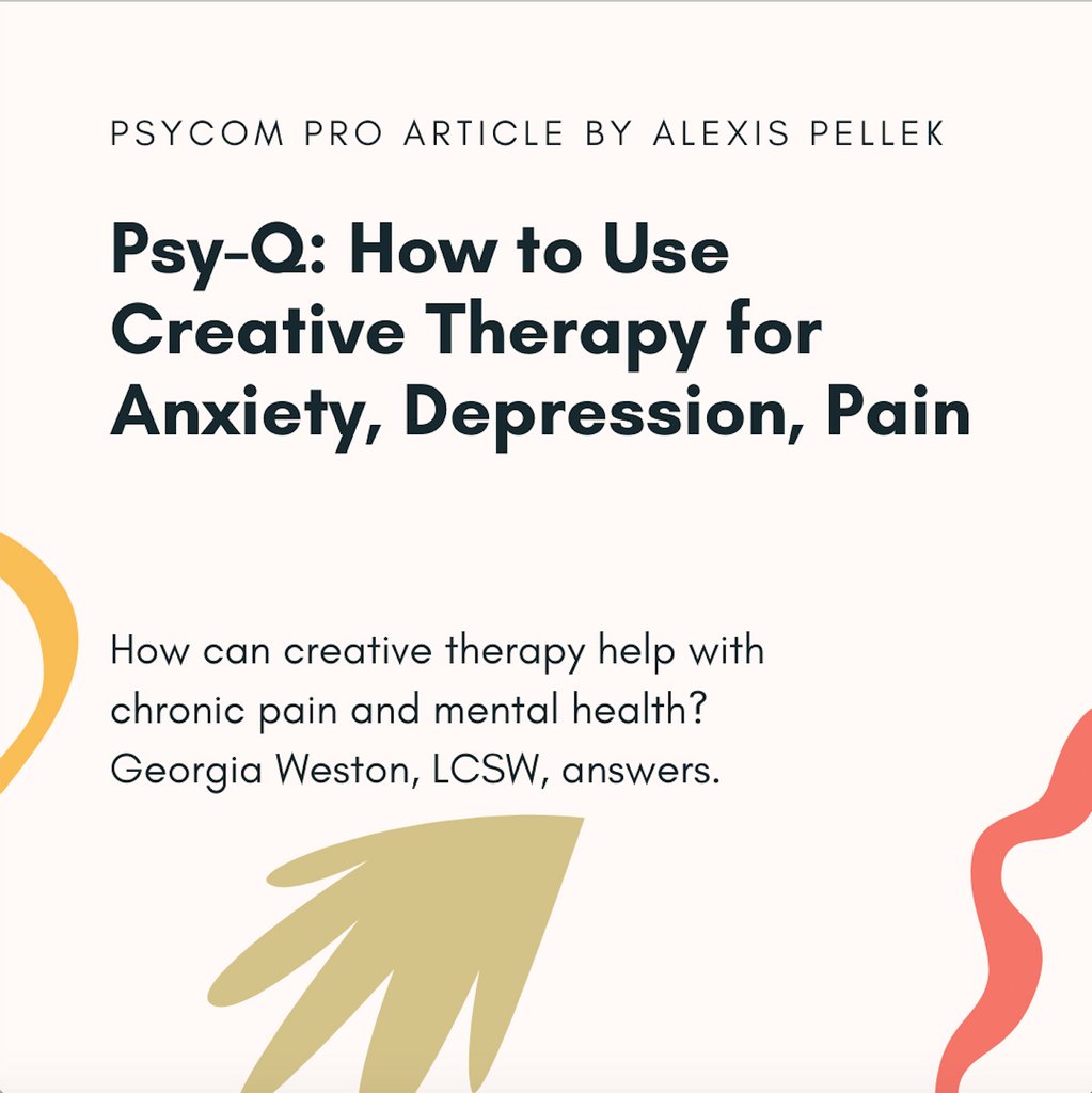 my_chyp's tweet photo. Thank you to @AlexisPellek for @psycomnet's recent article, “How to Use Creative Therapy for Anxiety, Depression, Pain.” Pellek interviews CHYP’s Executive Director, @GeorgiaRWeston, about how creative therapy can help with chronic pain and mental health.

https://t.co/NT7dawzDYf https://t.co/bDeoK3uslM